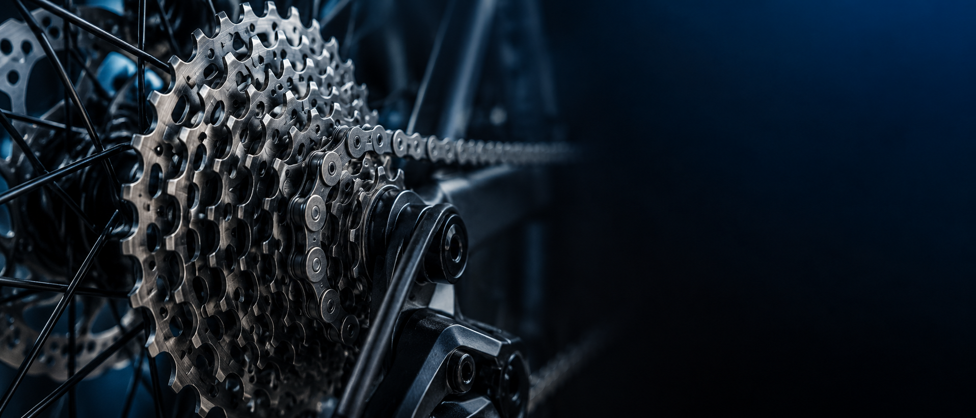 Detail kazety a řetězu jízdního kola